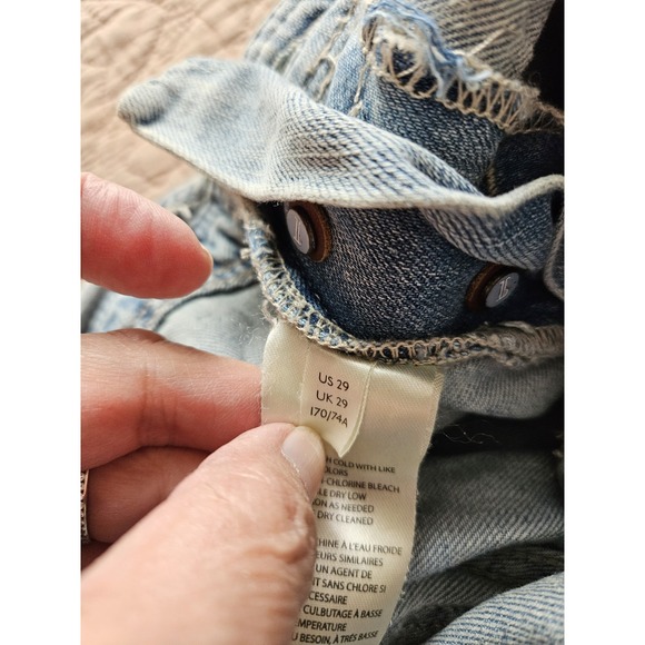 Anthropologie Pilcro Womens Blue Denim Overalls, Painter, Raw Hem, Boho, Sz. 29 - Picture 12 of 14